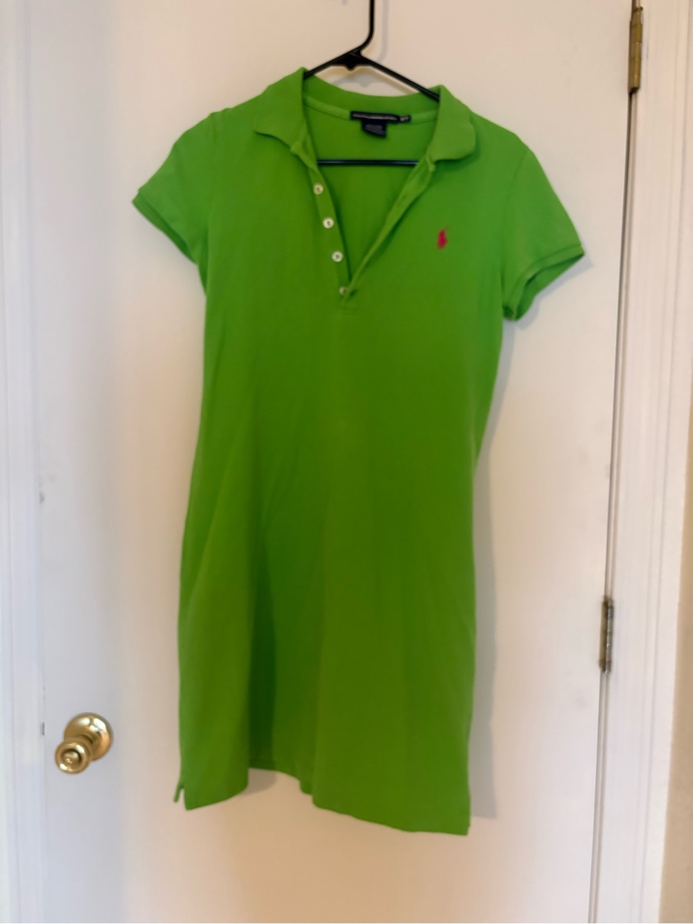 Vintage Y2K Ralph Lauren Lime Green Polo/Golf Shirt Dress with Pink Logo